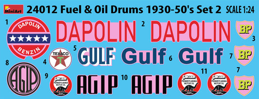 Fuel & Oil Drums 1930-50’s Set 2 (1/24)