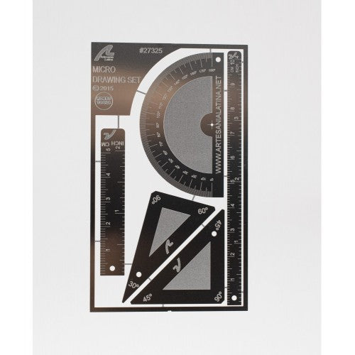 Micro Drawing Set for Modeling: Rulers, Triangles & Protractor