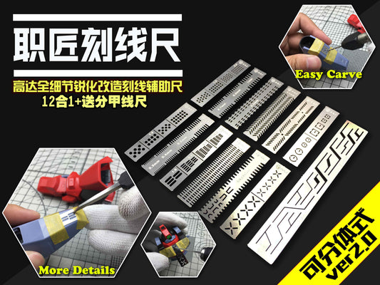 Χάρακας και Στένσιλ Χάραξης Σχεδίων Gundam "ZHI JIANG" 1/144 & 1/100