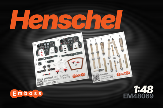 Henschel HS 129 B2/B3 λεπτομέρειες πιλοτηρίου για Takom 1/48 (3D χαλκομανία)