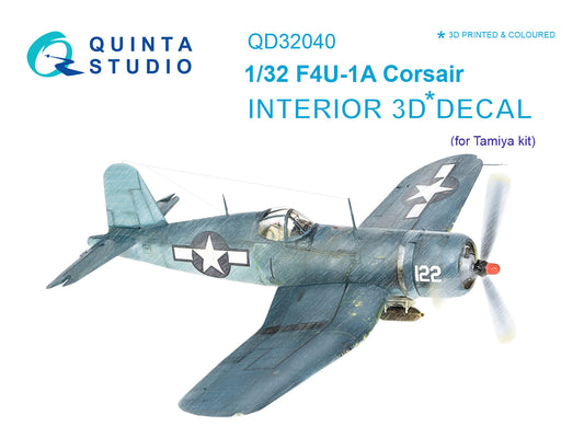 F4U-1A Corsair 3D-Printed & coloured Interior on decal paper (for Tamiya kit) 1/32