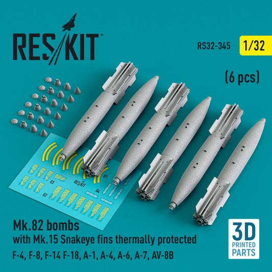 Mk.82 bombs with Mk.15 Snakeye Fins thermally protected (6 pcs) (1/32)