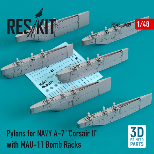 Pylons for NAVY A-7 "Corsair II" with MAU-11 Bomb Racks (3D Printing) (1/48)