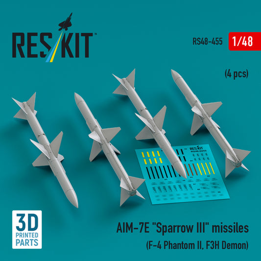 AIM-7E "Sparrow III" missiles (4 pcs) (3D Printed) (1/48)