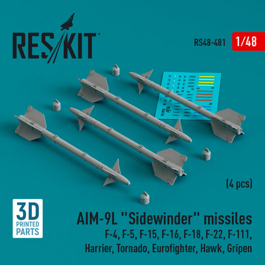AIM-9L "Sidewinder" missiles (4 pcs) (3D Printed) (1/48)