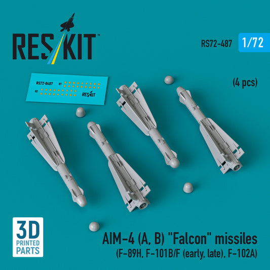AIM-4 (A, B) "Falcon" missiles (4 pcs) (3D Printed) (1/72)