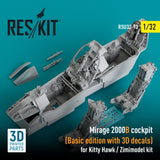 MIRAGE 2000B COCKPIT (BASIC EDITION WITH 3D DECALS) FOR KITTY HAWK / ZIMIMODEL KIT (3D PRINTED) (1/32)