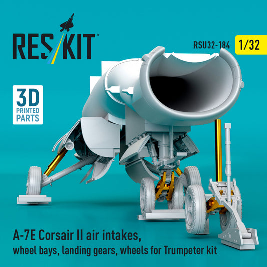A-7E Corsair II air intakes, wheel bays, landing gears, wheels for Trumpeter kit (3D Printed) (1/32)