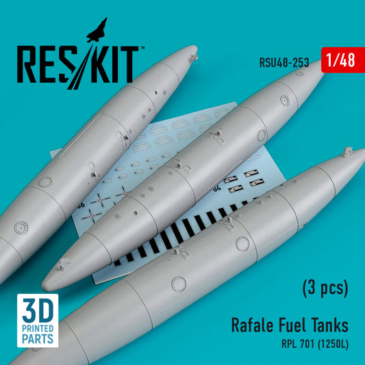 RAFALE FUEL TANKS RPL 701 (1250L) (3 PCS) (3D PRINTED) (1/48)