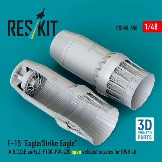 F-15 "Eagle/Strike Eagle" (A,B,C,D,E early,J) F100-PW-220 open exhaust nozzles for GWH kit (3D Printed) (1/48)