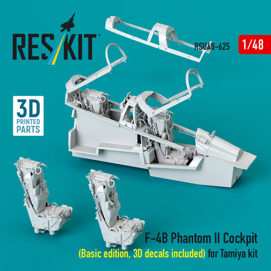 F-4B Phantom II Cockpit (Basic edition, 3D decals included) for Tamiya kit (3D Printed) (1/48)
