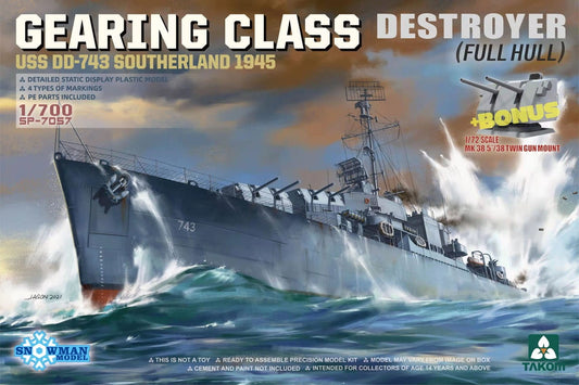 Gearing-Class Destroyer USS DD-743 Southerland 1945 (1/700)