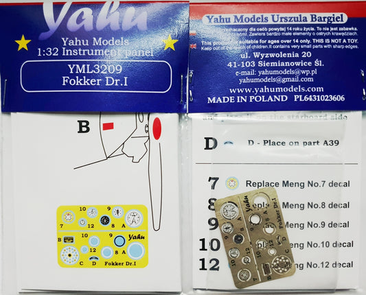Fokker Dr.I Instrument Panel Set