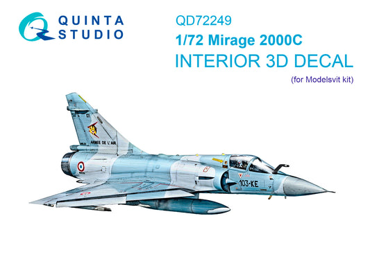 Mirage 2000C 3D-Printed & coloured Interior on decal paper (Modelsvit) 1/72