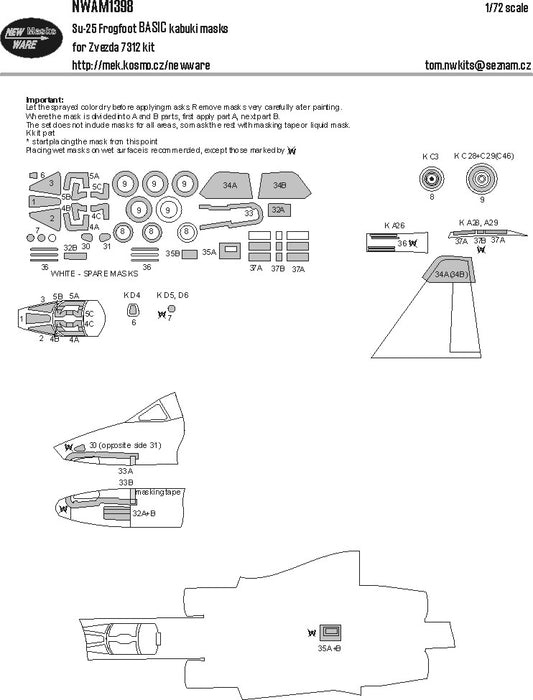 Su-25 Frogfoot BASIC kabuki masks (1/72)