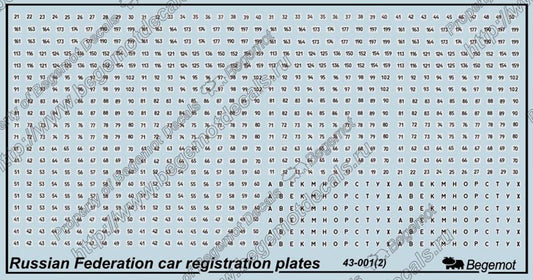 Russian car registration plates