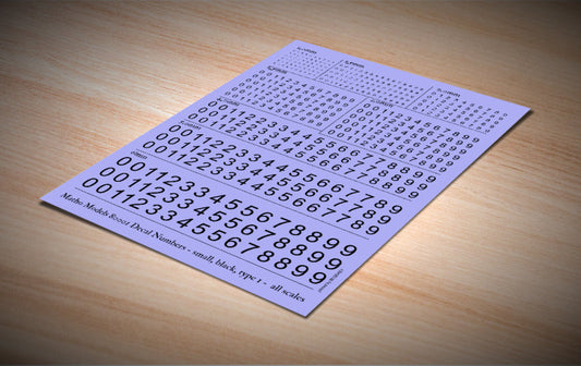 Decal Numbers - Small, Black, Type 1