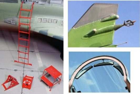 Mig-29 Stepladder, σφιγκτήρες, καθρέπτες με κουβούκλιο, κεραία
