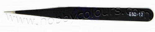 Black Stainless Steel Tweezer Fine Straight Tip
