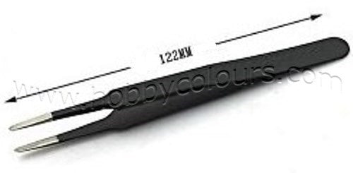 Black Stainless Steel Tweezer Fine Straight Round Tip