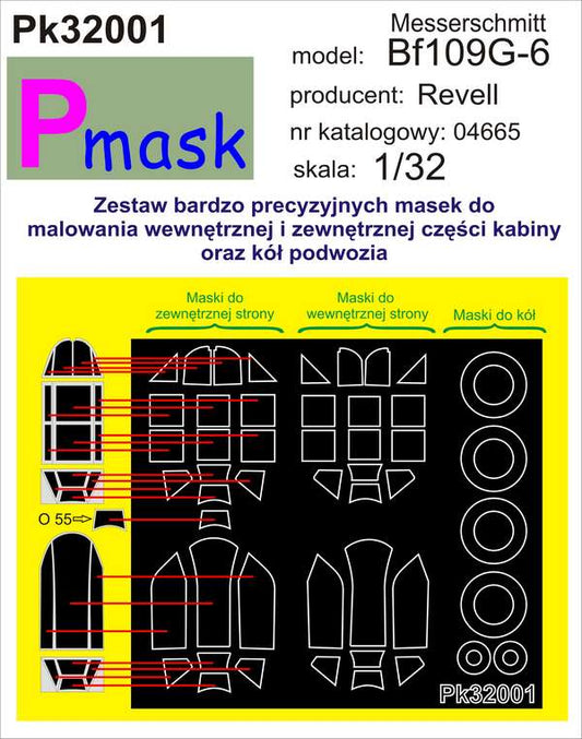 Messerschmitt Bf109G-6 canopy and wheel masks (for Revell)