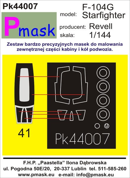 F-104G Starfighter canopy and wheel masks (for Revell)