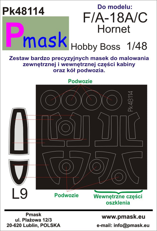 F/A-18A/C Hornet canopy and wheel masks (for Hobby Boss)
