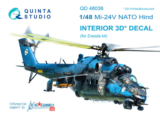 Mi-24V NATO (black panels) 3D-Printed & coloured Interior on decal paper (for Zvezda kit)