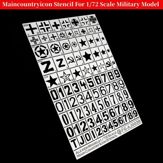 1/72 4 έθνη εικονίδιο και λογότυπο Airbrush Stencil (Γερμανία/ΗΠΑ/ΕΣΣΔ/Κίνα)