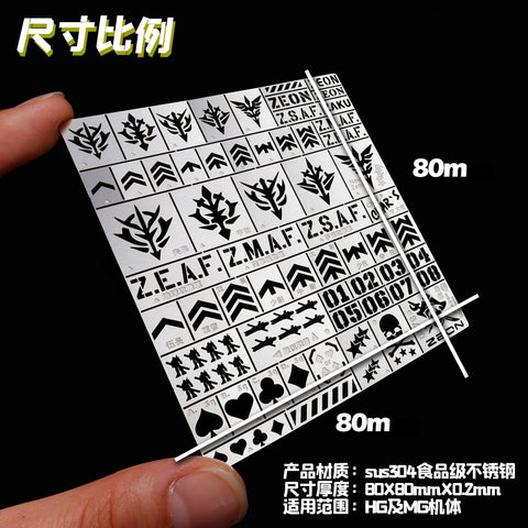 Chinese characters & Japanese Kanji Stencil for Gundam Armor or shoulder parts