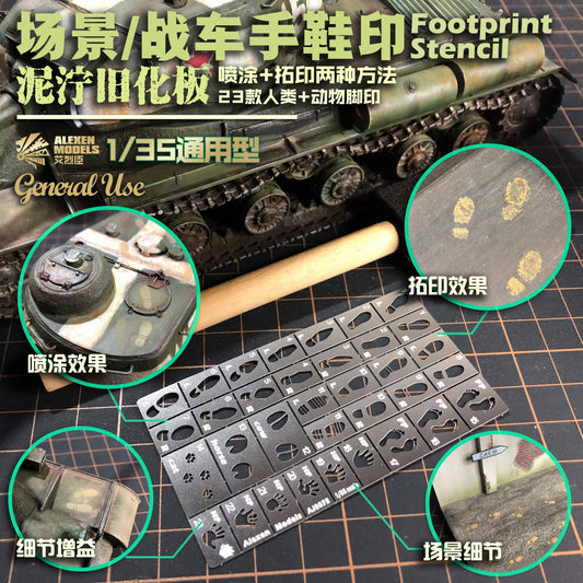 1/35 Ίχνη &amp; αποτυπώματα χεριών Γήρανση στένσιλ