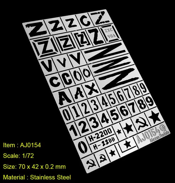1/72 Russian Tanks and Vehicle War Mark "Z""V"Airbrush Stencil