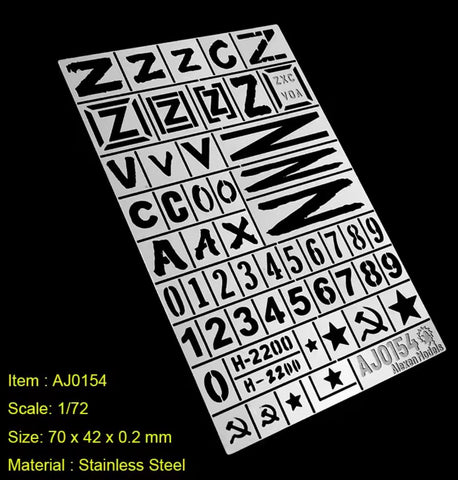 1/72 Russian Tanks and Vehicle War Mark "Z""V"Airbrush Stencil
