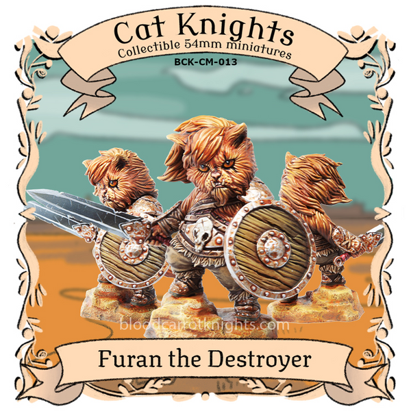 Furan the Destroyer - Barbarian Cat figure