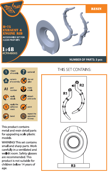 1/48 Hawk H-75 M/N/O resin exhaust for CP kit