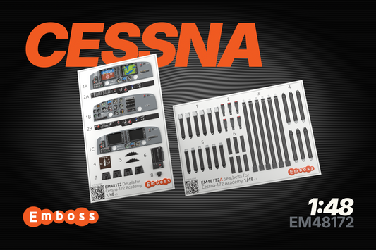Cessna 172 cockpit details and seatbelts for Academy 1/48 (3D decal)