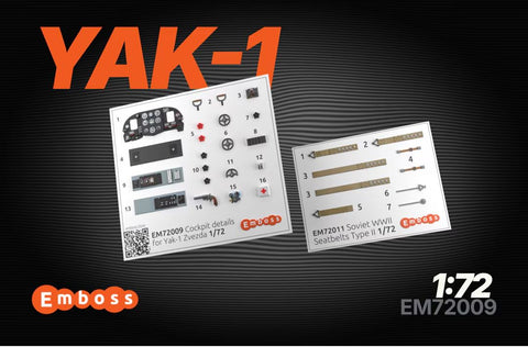Yak-1 Cockpit details for Zvezda 7327 1/72 (3D decal)