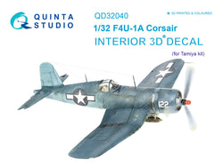 F4U-1A Corsair 3D-Printed & coloured Interior on decal paper (for Tamiya kit) 1/32