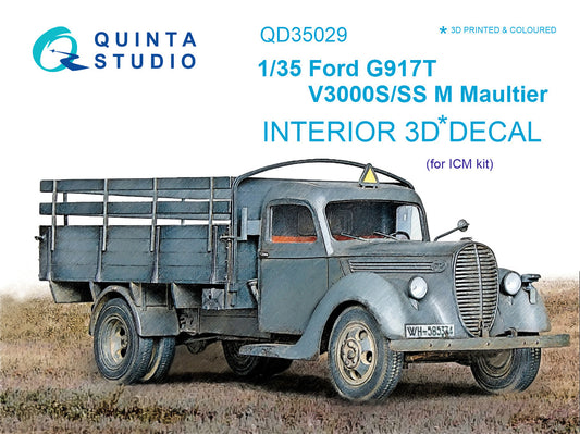 Ford G917T / v3000s 3D-Printed & coloured Interior on decal paper (for ICM kit)