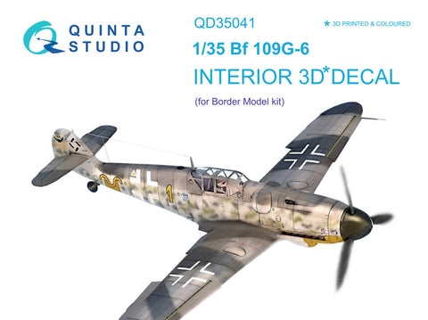 Bf 109G-6 3D-εκτυπωμένο &amp; έγχρωμο εσωτερικό σε χαρτί χαλκομανίας (για κιτ Border Model)