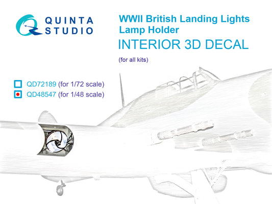 1/48 Lamp holder for WWII British landing lights 3D-Printed & coloured Interior on decal paper (All kits)