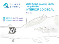 1/48 Lamp holder for WWII British landing lights 3D-Printed & coloured Interior on decal paper (All kits)