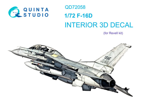 F-16D 3D-εκτυπωμένο &amp; έγχρωμο εσωτερικό σε χαρτί χαλκομανίας (Revell)