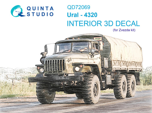 Ural-4320 3D-Printed & coloured Interior on decal paper (Zvezda) 1/72