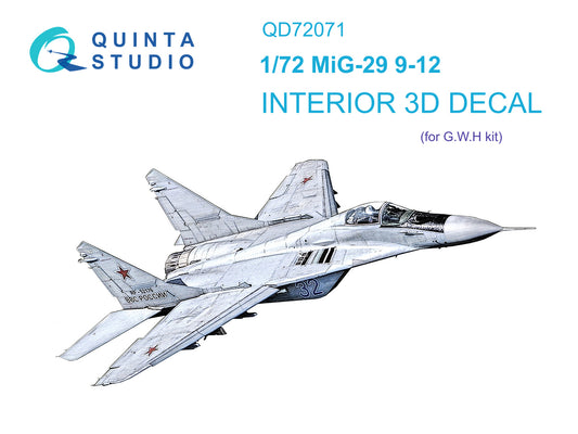 MiG-29 9-12 3D-Printed & coloured Interior on decal paper (GWH) 1/72