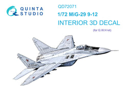 MiG-29 9-12 3D-Printed &amp; έγχρωμο εσωτερικό σε χαρτί χαλκομανίας (GWH) 1/72