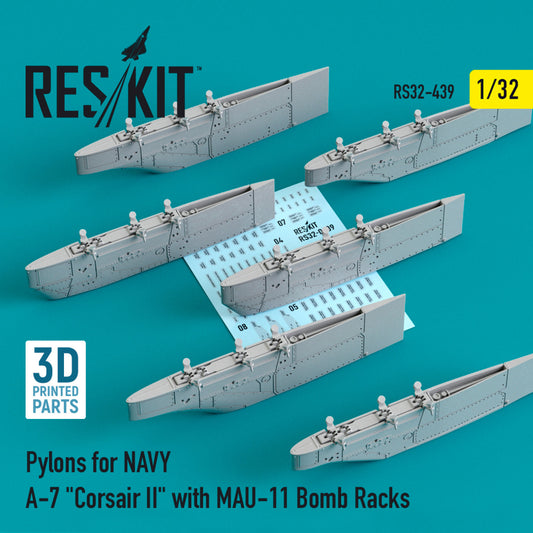Pylons for NAVY A-7 "Corsair II" with MAU-11 Bomb Racks (3D Printed) (1/32)