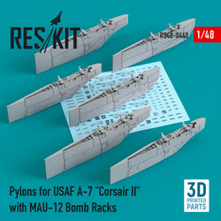 Pylons for USAF A-7 "Corsair II" with MAU-12 Bomb Racks (3D Printing)  (1/48)