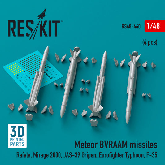 Meteor BVRAAM missiles (4 pcs) (3D Printed) (1/48)