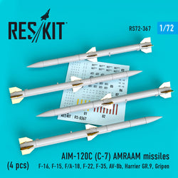 AIM-120C (C-7) AMRAAM missiles (4 pcs) (F-16, F-15, F/A-18, F-22, F-35, AV-8b, Harrier GR.9, Gripen) (1/72)